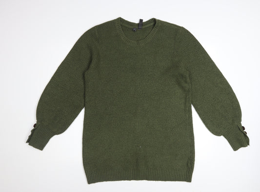 RAINBOW Women’s Green Knit Crew Neck Pullover Jumper Size S