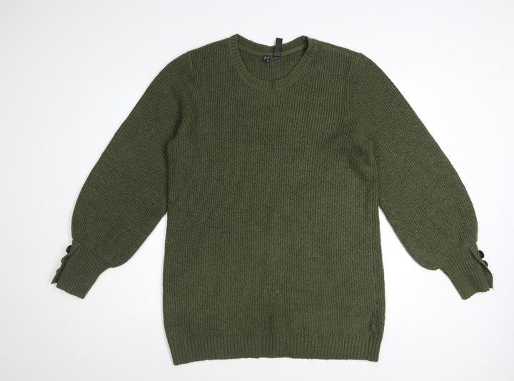 RAINBOW Women’s Green Knit Crew Neck Pullover Jumper Size S