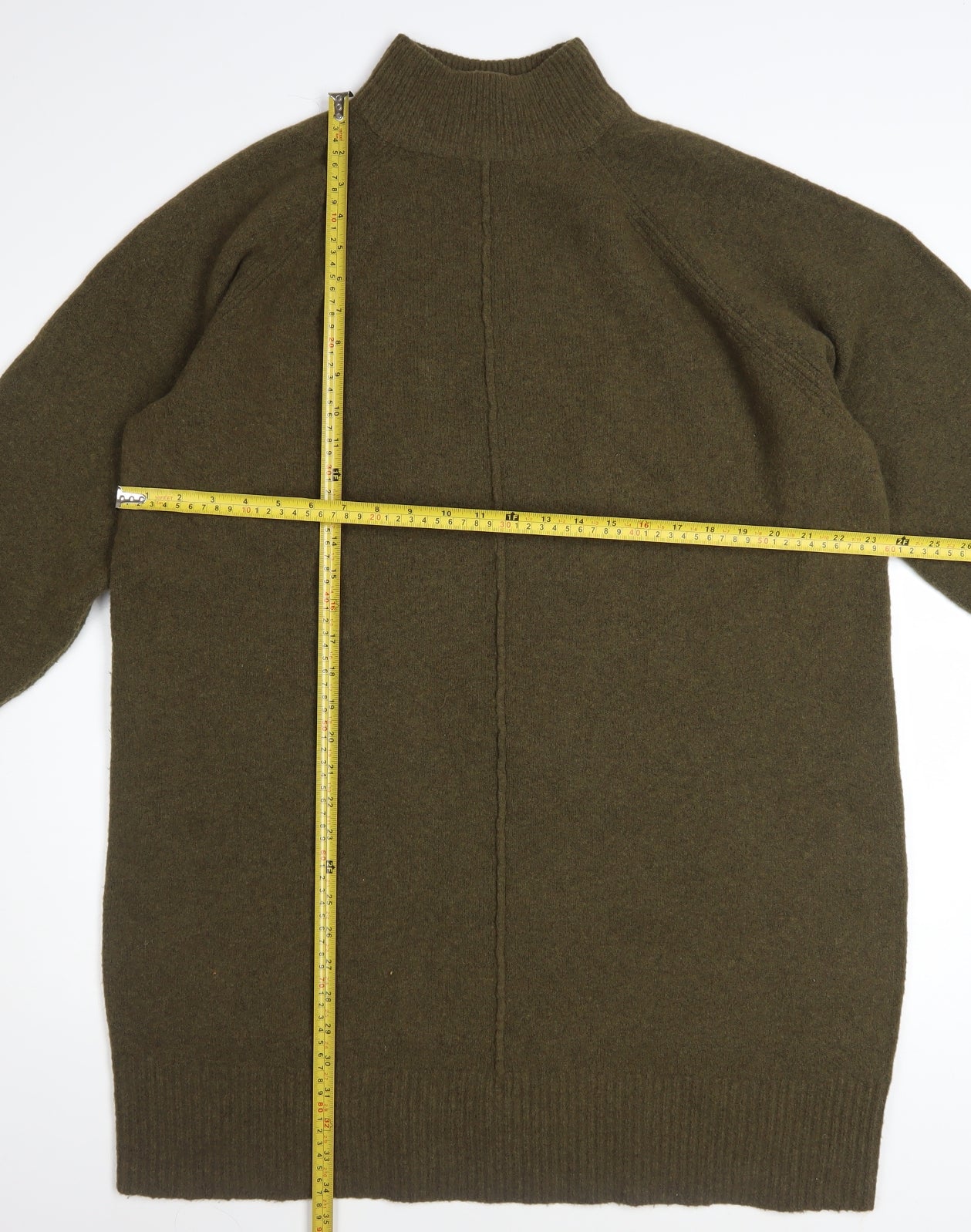 River Island Women’s Green Jumper Dress L Long Sleeve High Neck Knit