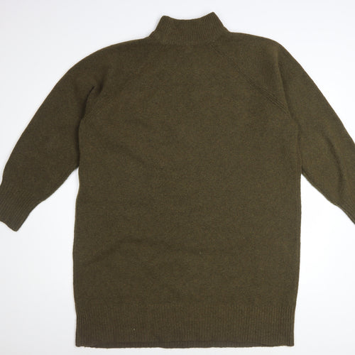 River Island Women’s Green Jumper Dress L Long Sleeve High Neck Knit