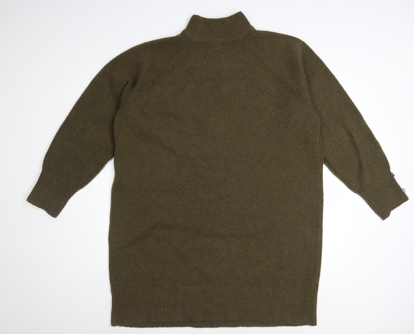 River Island Women’s Green Jumper Dress L Long Sleeve High Neck Knit