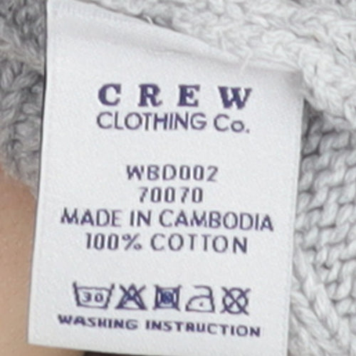 Crew Clothing Co. Women's Grey Cotton Cable Knit V-Neck Jumper Size 16