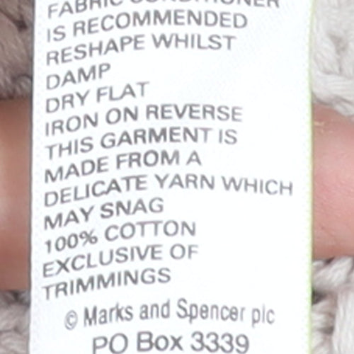 Marks and Spencer Women Beige Full Zip Knit Cotton Jumper UK 14
