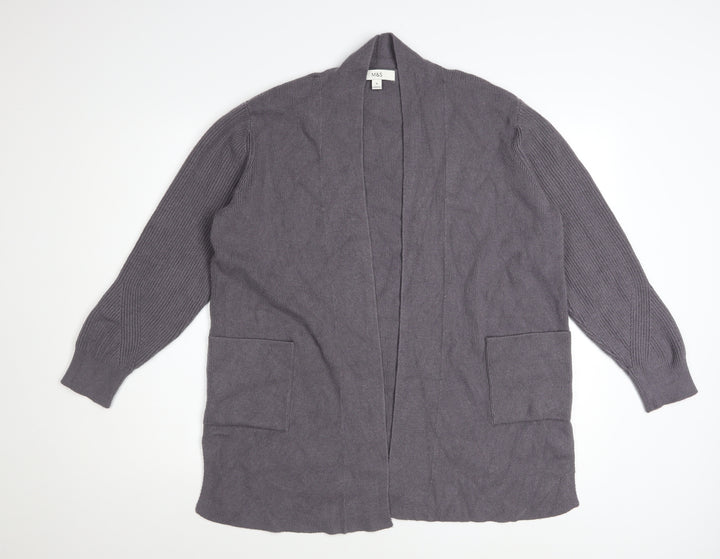 Marks and Spencer Women’s Grey Knit Cardigan Size 18 Long Sleeve Open Front
