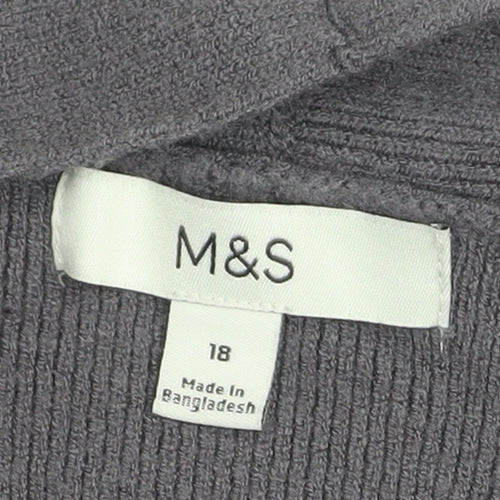 Marks and Spencer Women’s Grey Knit Cardigan Size 18 Long Sleeve Open Front