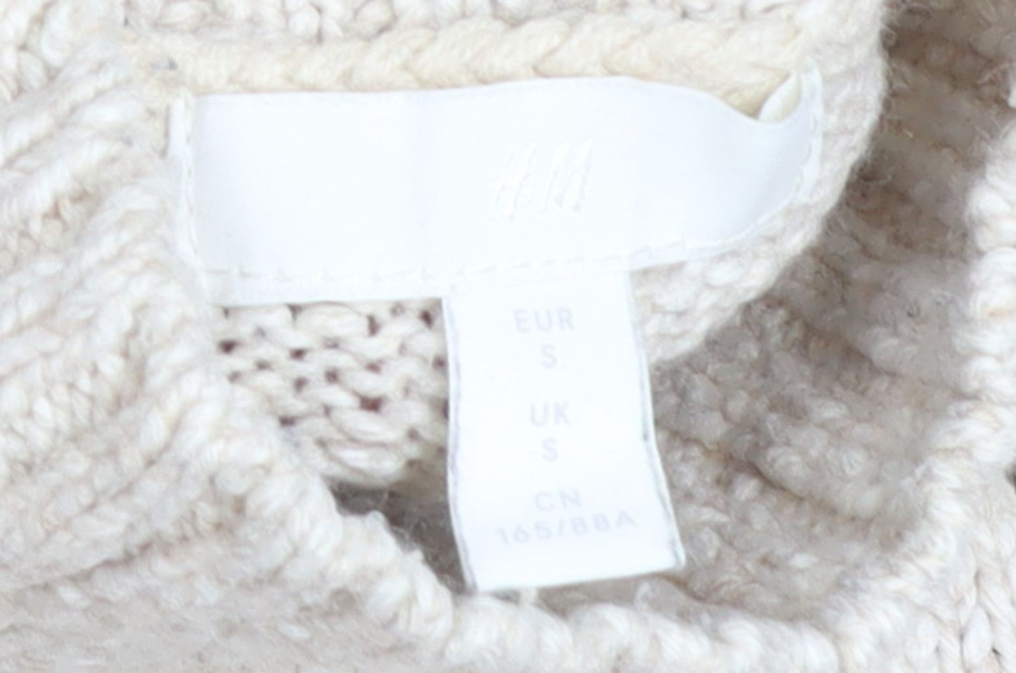 H&M Women Beige High Neck Cotton Blend Knit Jumper Size S