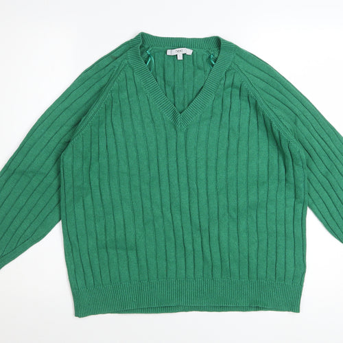 Next Women's Green V-Neck Ribbed Knit Jumper Size 16
