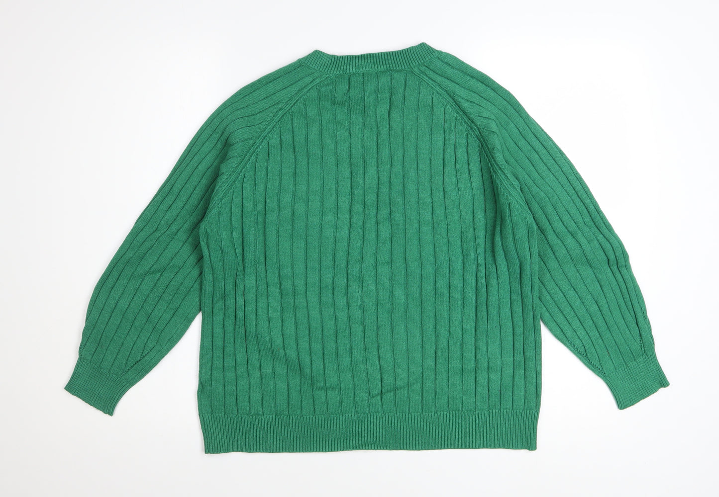 Next Women's Green V-Neck Ribbed Knit Jumper Size 16
