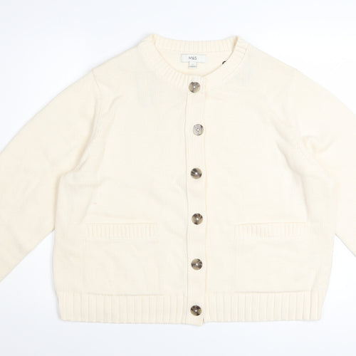 Marks and Spencer Women’s Ivory L Cardigan Knit Cotton Blend