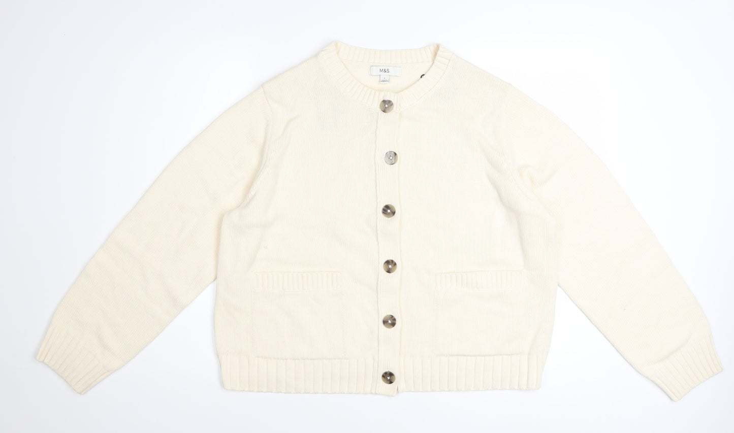 Marks and Spencer Women’s Ivory L Cardigan Knit Cotton Blend