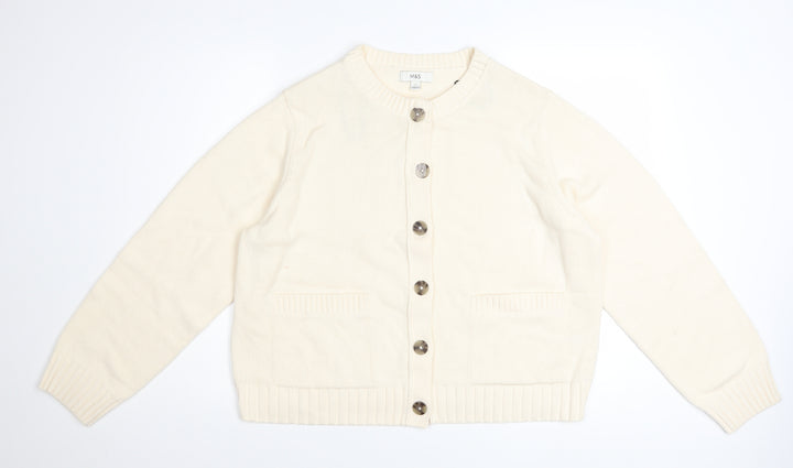 Marks and Spencer Women’s Ivory L Cardigan Knit Cotton Blend