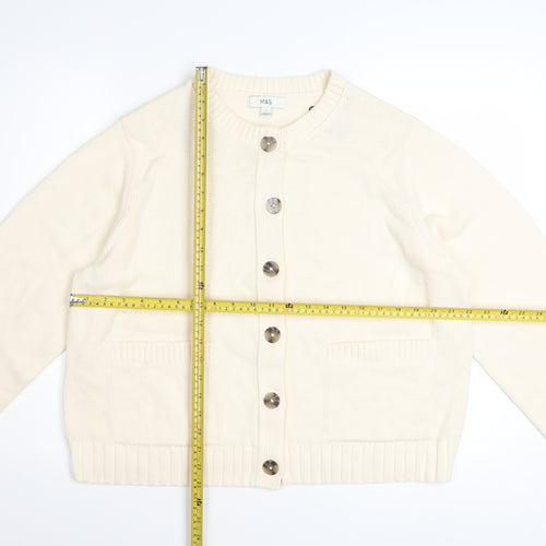 Marks and Spencer Women’s Ivory L Cardigan Knit Cotton Blend