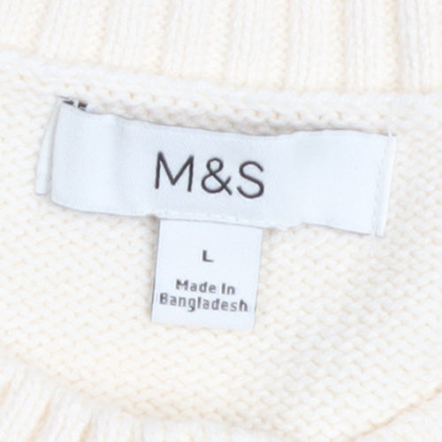 Marks and Spencer Women’s Ivory L Cardigan Knit Cotton Blend