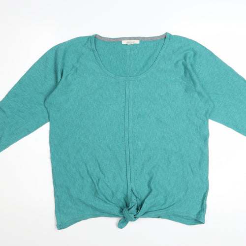 White Stuff Women Green Size 12 Tie Front Scoop Neck Jumper