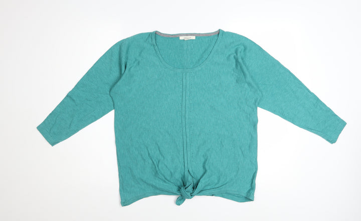 White Stuff Women Green Size 12 Tie Front Scoop Neck Jumper