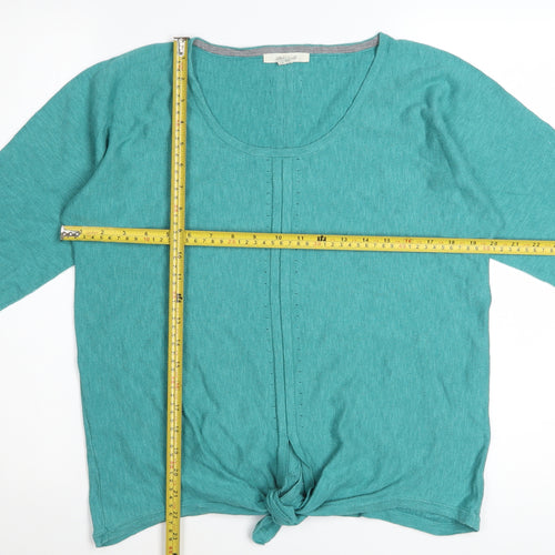 White Stuff Women Green Size 12 Tie Front Scoop Neck Jumper