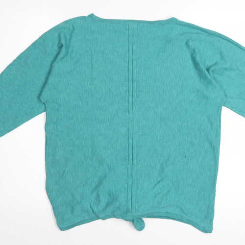 White Stuff Women Green Size 12 Tie Front Scoop Neck Jumper
