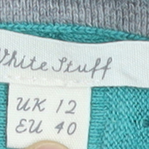 White Stuff Women Green Size 12 Tie Front Scoop Neck Jumper