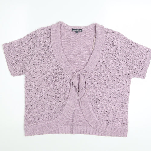 Sarah Hamilton Womens Purple Short Sleeve Knit Cardigan M