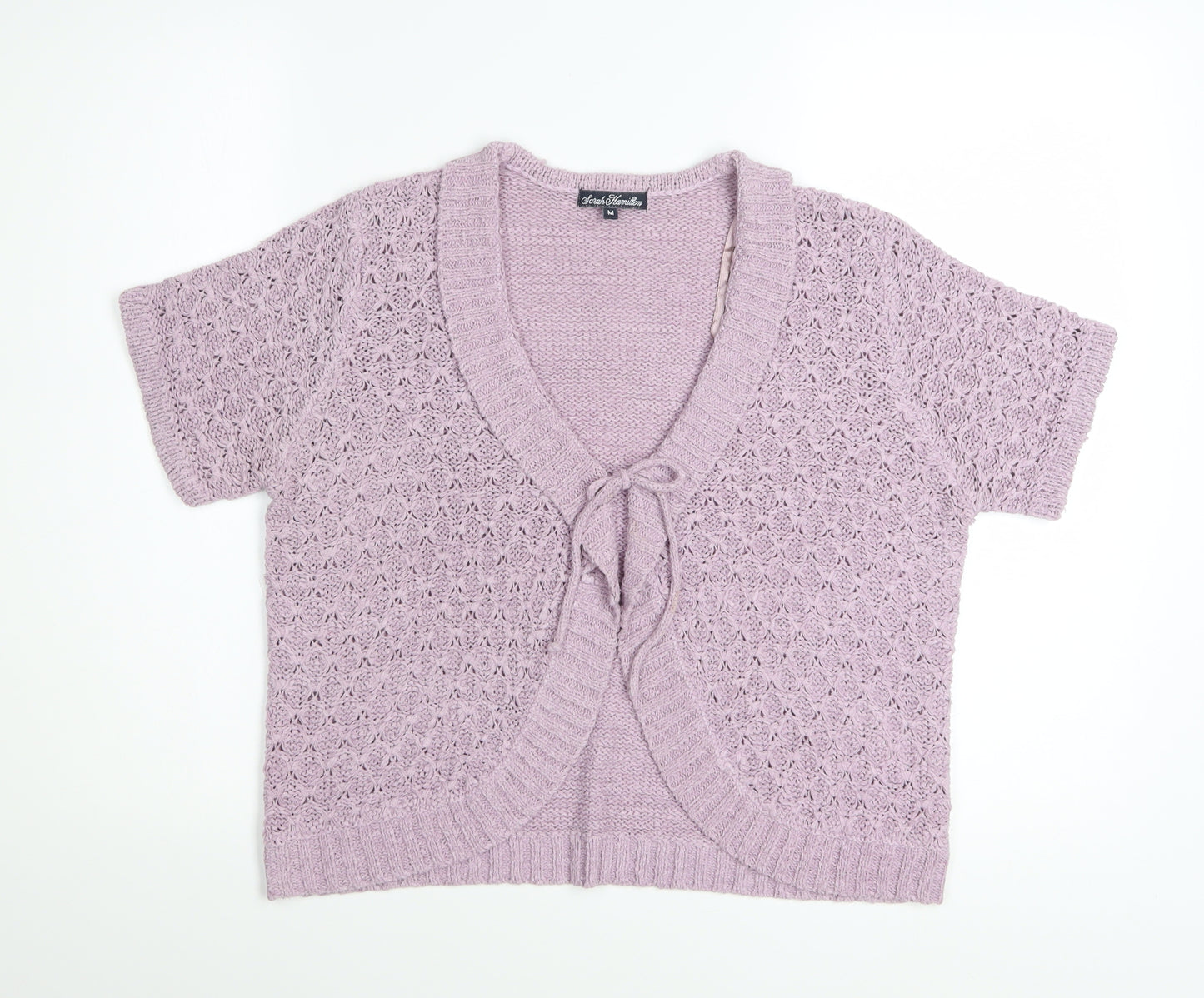 Sarah Hamilton Womens Purple Short Sleeve Knit Cardigan M