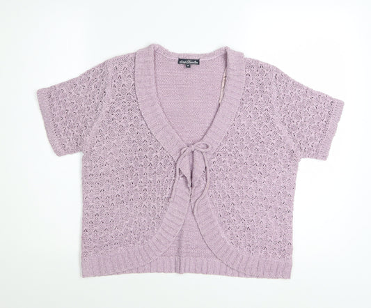 Sarah Hamilton Womens Purple Short Sleeve Knit Cardigan M