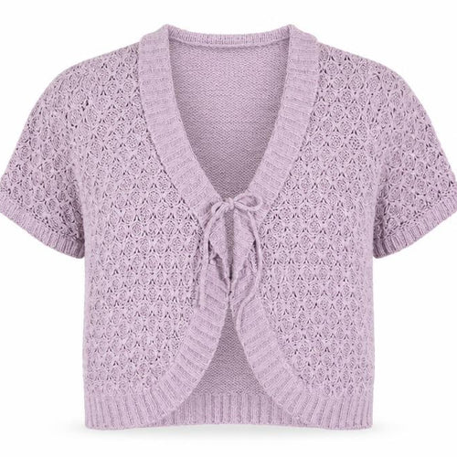 Sarah Hamilton Womens Purple Short Sleeve Knit Cardigan M