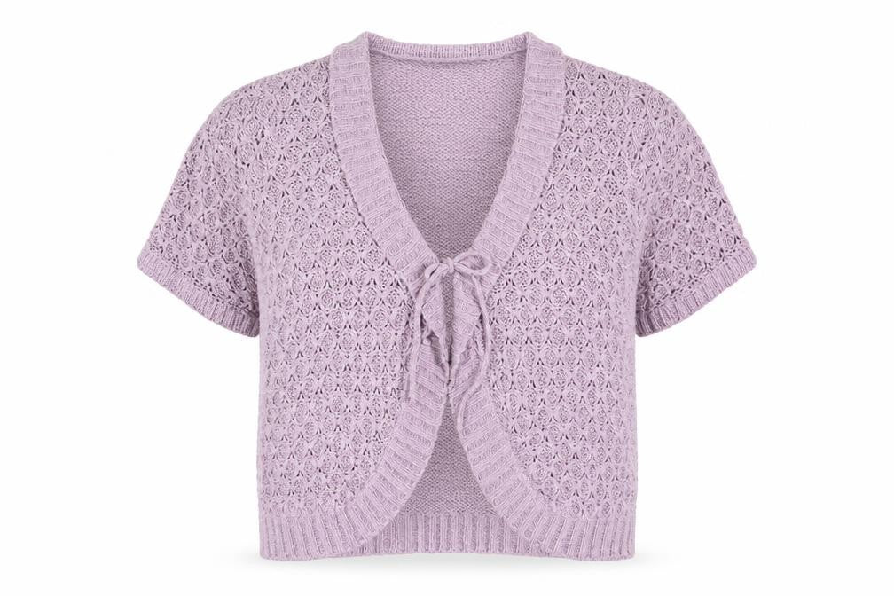 Sarah Hamilton Womens Purple Short Sleeve Knit Cardigan M