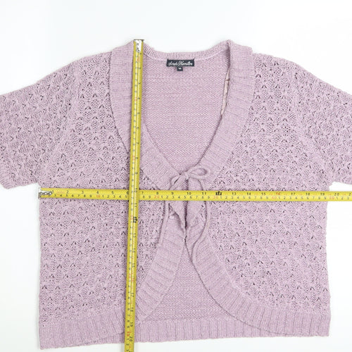 Sarah Hamilton Womens Purple Short Sleeve Knit Cardigan M