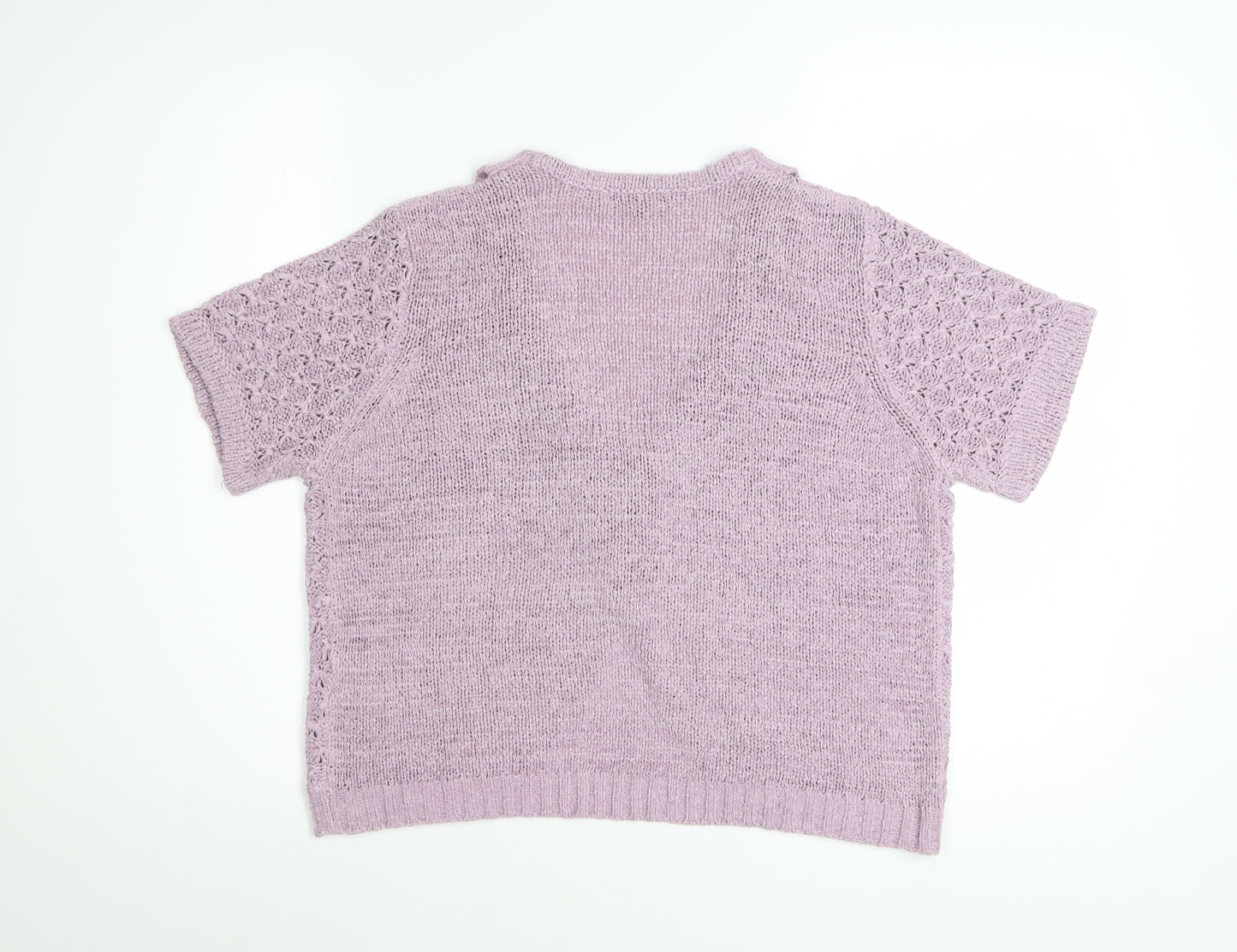 Sarah Hamilton Womens Purple Short Sleeve Knit Cardigan M