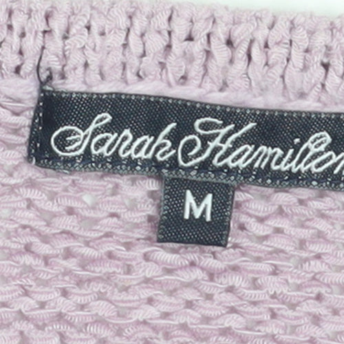 Sarah Hamilton Womens Purple Short Sleeve Knit Cardigan M