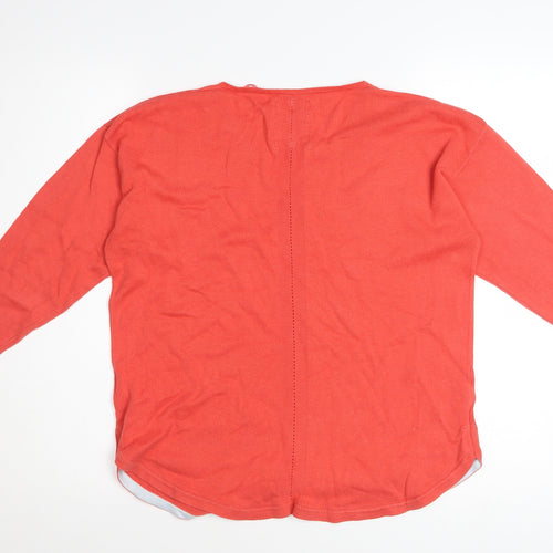 Mantaray Women's Red Cotton V-Neck Long Sleeve Jumper Size 10