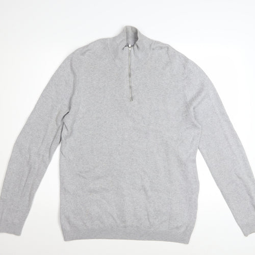 ASOS Men’s Grey High Neck 1/2 Zip Knit Jumper Size M