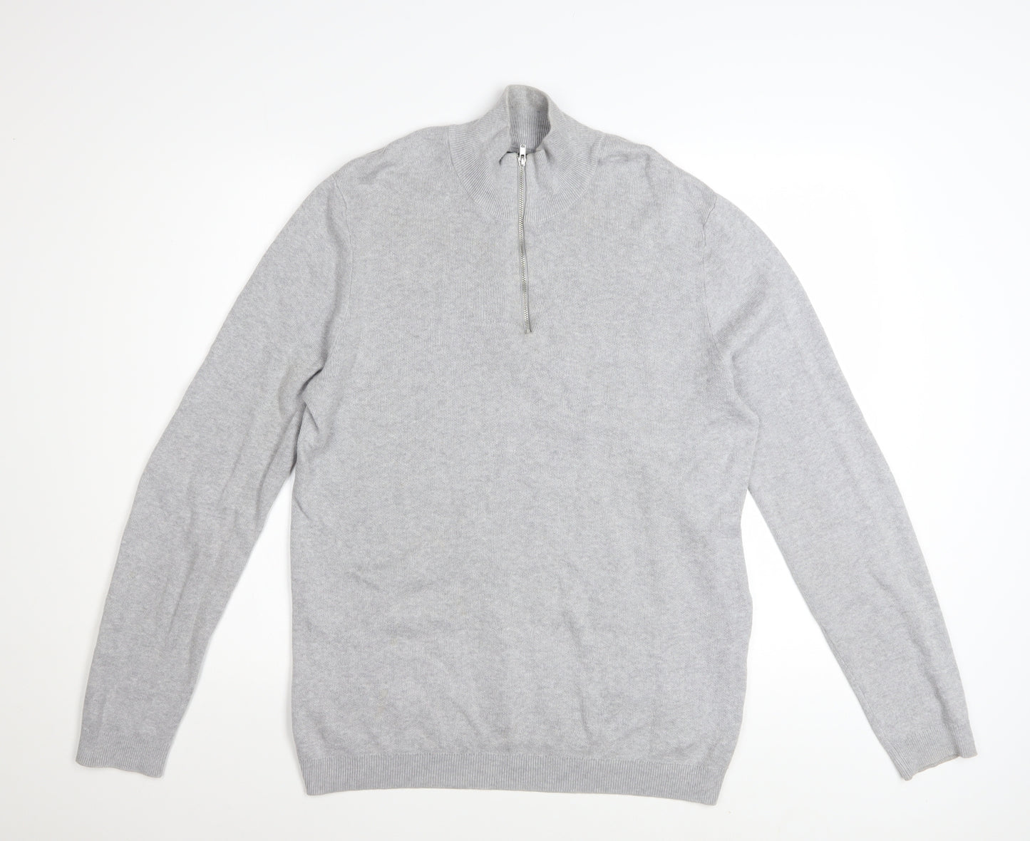 ASOS Men’s Grey High Neck 1/2 Zip Knit Jumper Size M