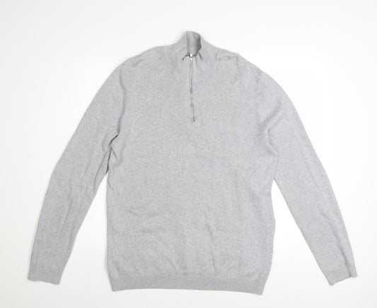 ASOS Men’s Grey High Neck 1/2 Zip Knit Jumper Size M