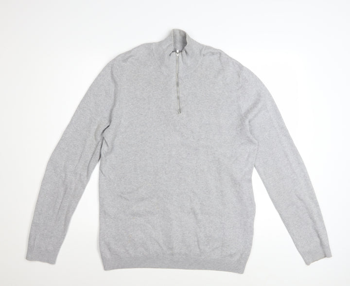 ASOS Men’s Grey High Neck 1/2 Zip Knit Jumper Size M