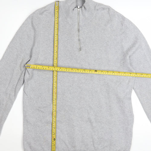 ASOS Men’s Grey High Neck 1/2 Zip Knit Jumper Size M