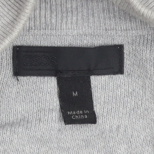 ASOS Men’s Grey High Neck 1/2 Zip Knit Jumper Size M