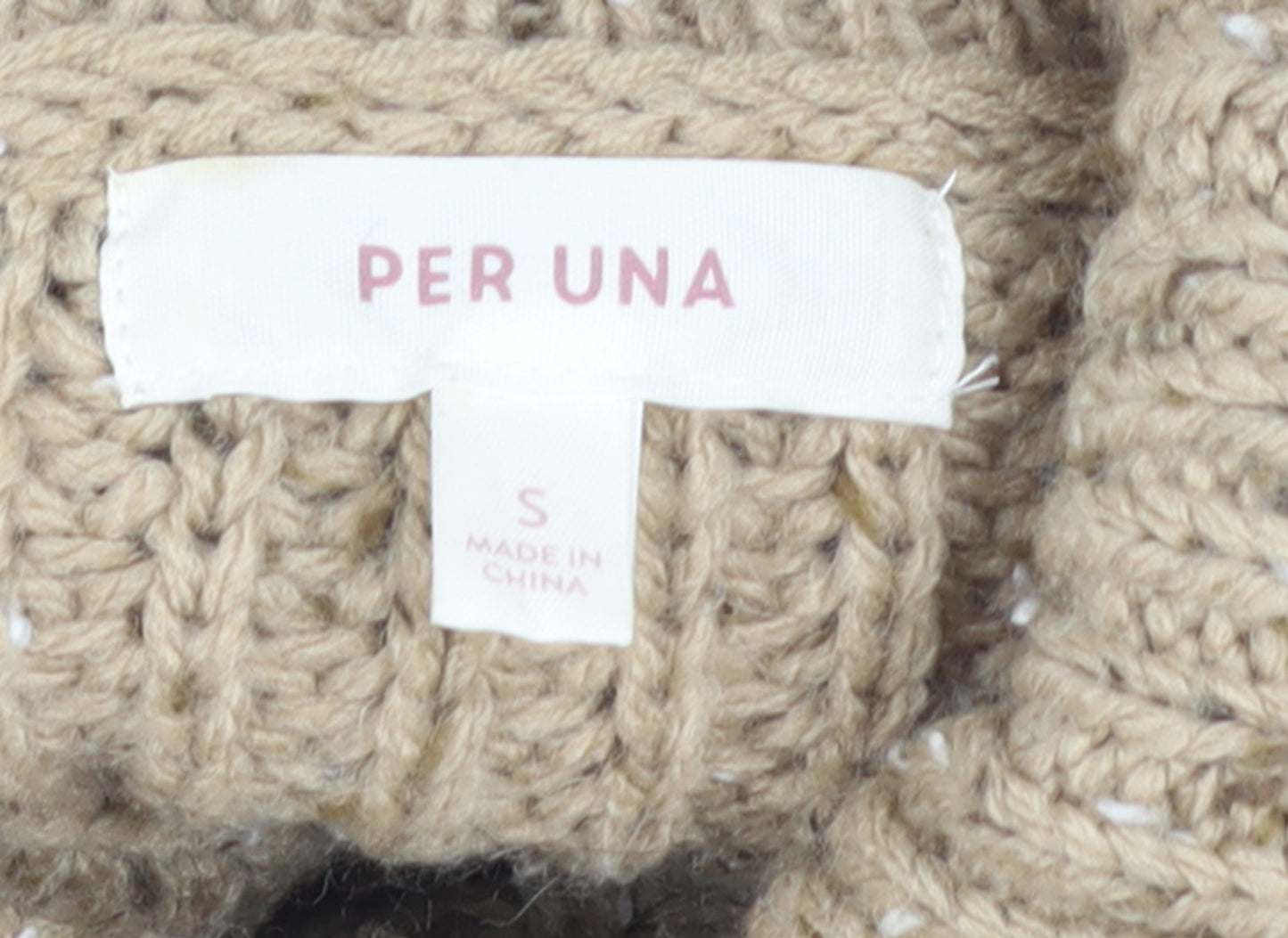 Marks and Spencer Women Beige Roll Neck Chunky Knit Pullover Jumper S