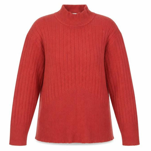 Marks and Spencer Women's Russet Brown Mock Neck Ribbed Jumper Size 14