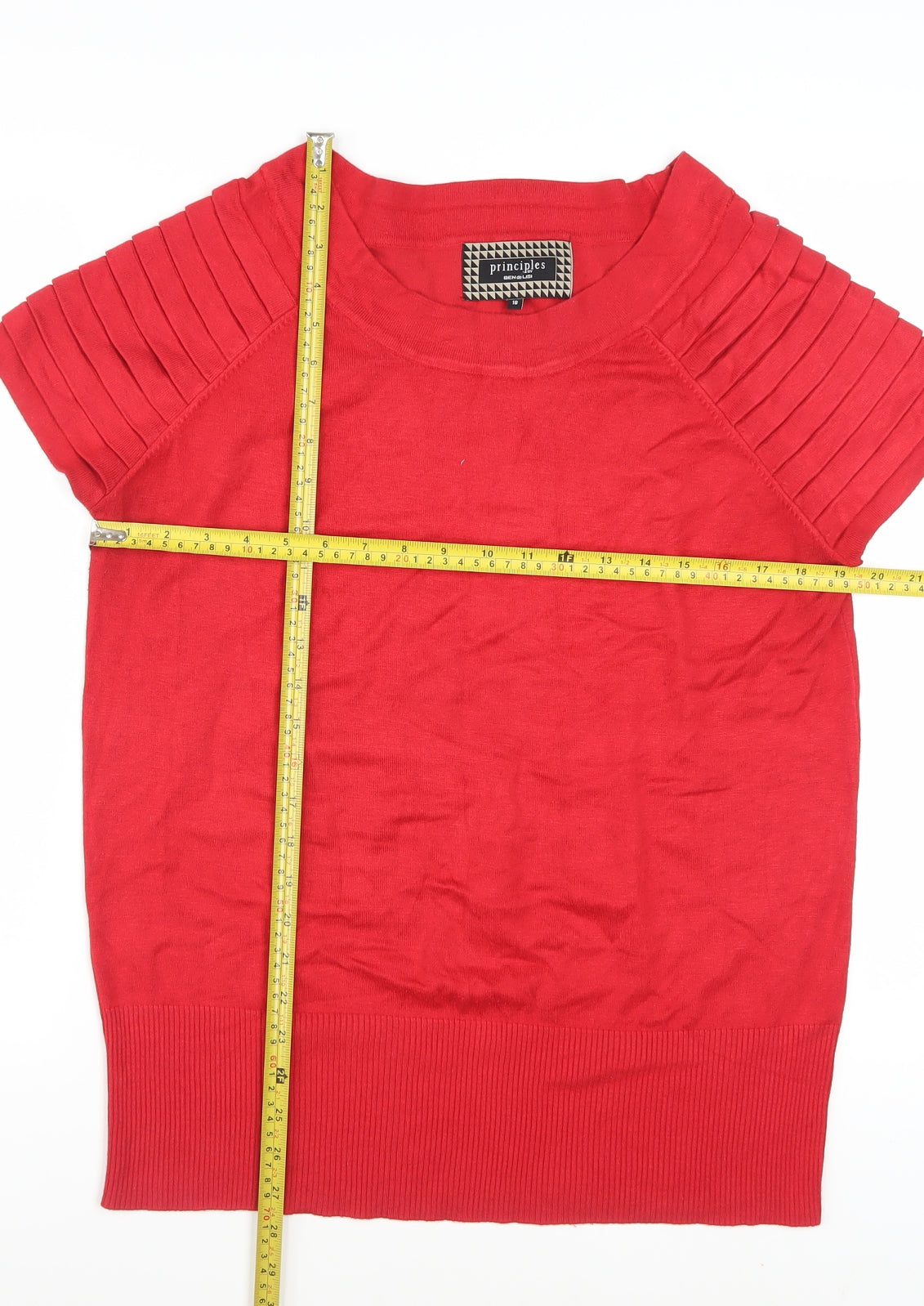 Principles by Ben de Lisi Women's Red Short Sleeve Cotton Jumper Size 18