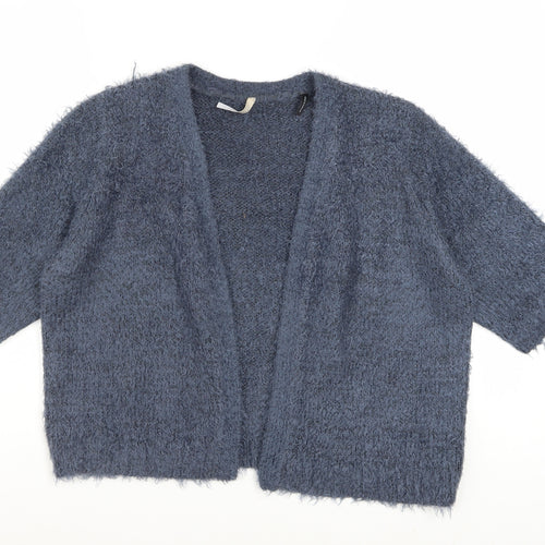 Anthology Women Blue Size 20 Plus Open Knit Short Sleeve Cardigan