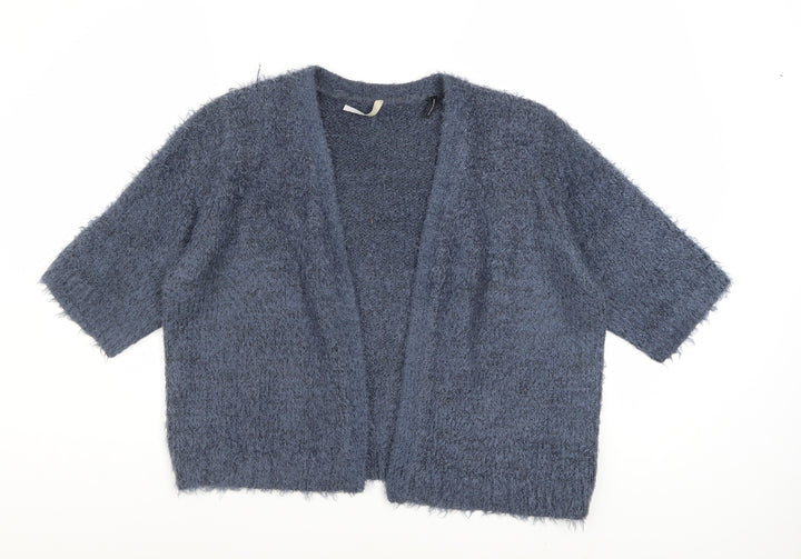 Anthology Women Blue Size 20 Plus Open Knit Short Sleeve Cardigan