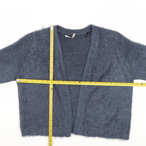 Anthology Women Blue Size 20 Plus Open Knit Short Sleeve Cardigan