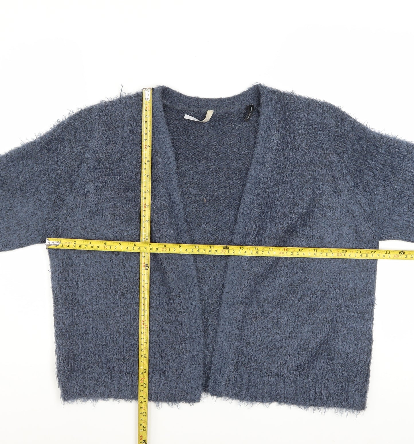 Anthology Women Blue Size 20 Plus Open Knit Short Sleeve Cardigan