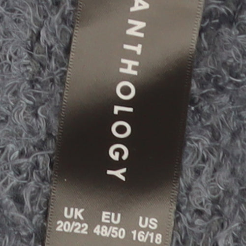 Anthology Women Blue Size 20 Plus Open Knit Short Sleeve Cardigan