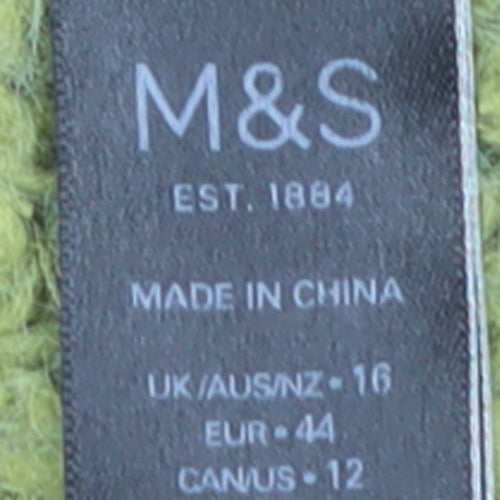 Marks and Spencer Women Green Size 16 Chunky-Knit Pullover Jumper