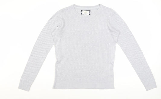 Maine New England Women’s Grey Cable-Knit Acrylic Jumper Size 12