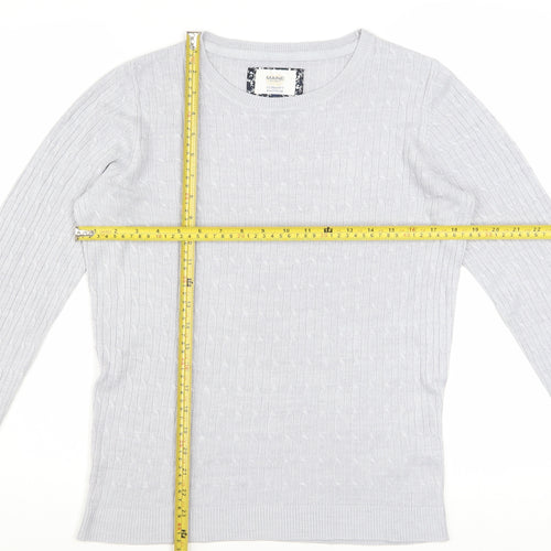 Maine New England Women’s Grey Cable-Knit Acrylic Jumper Size 12