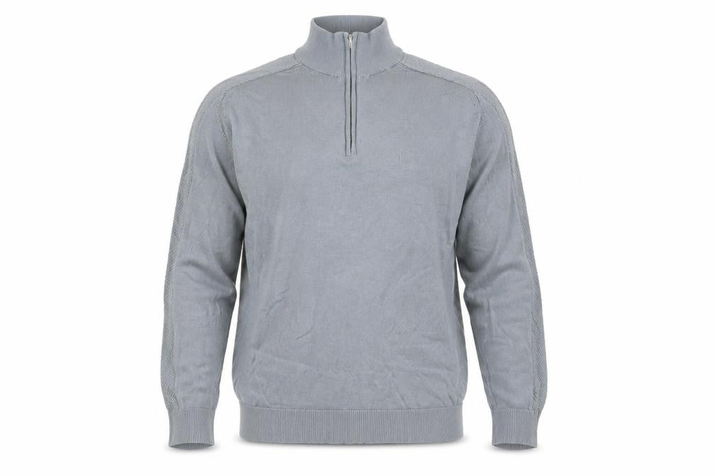 Marks and Spencer Men's Pewter 1/2 Zip High Neck Jumper Size L