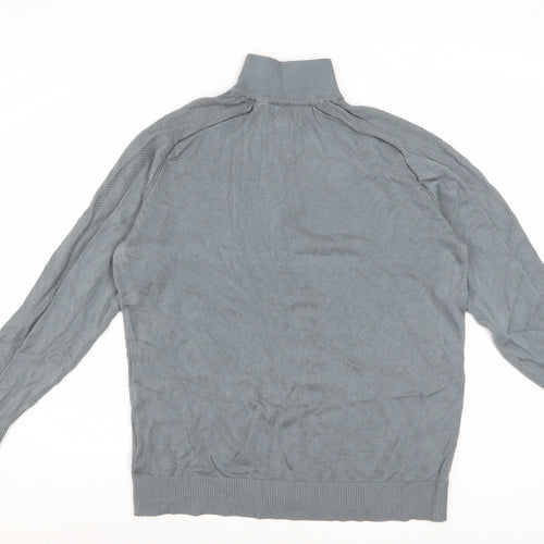 Marks and Spencer Men's Pewter 1/2 Zip High Neck Jumper Size L